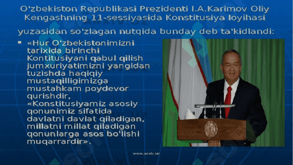 O'zbekiston Respublikasi birinchi konstitutsiyasi va uning xos jihatlari 6