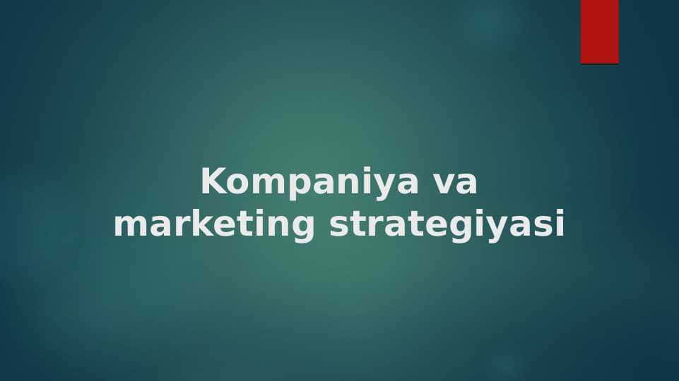 Kompaniya va marketing strategiyasi