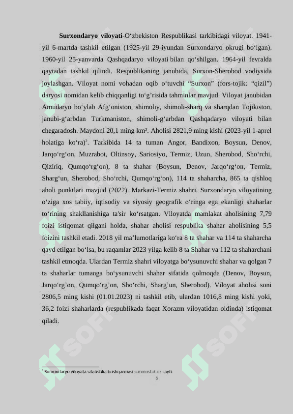 Mustaqillik yillarida Surxondaryo viloyati shaharlarining geodemografik rivojlanishi 6