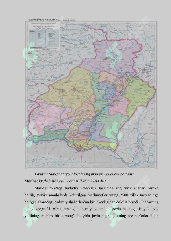 Mustaqillik yillarida Surxondaryo viloyati shaharlarining geodemografik rivojlanishi 7