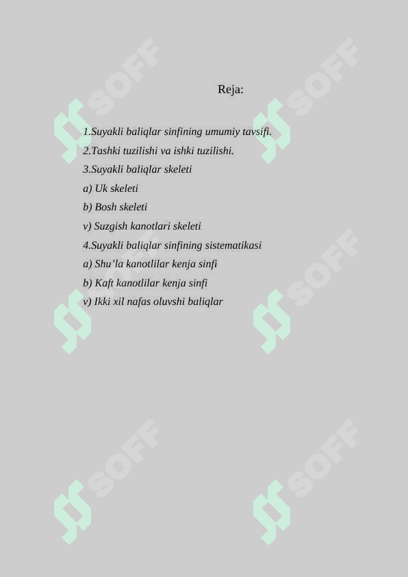 Suyakli baliqlar sinfi 2