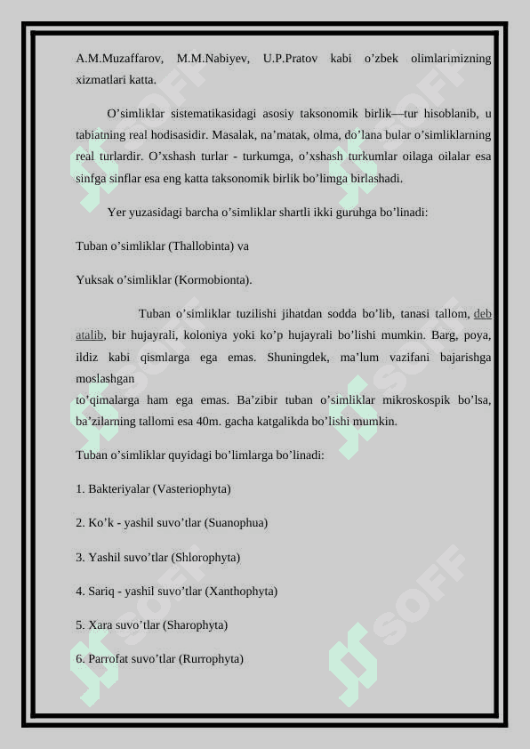 YUKSAK O'SIMLIKLARNING TAKSIONOMIK  TARIXI 3