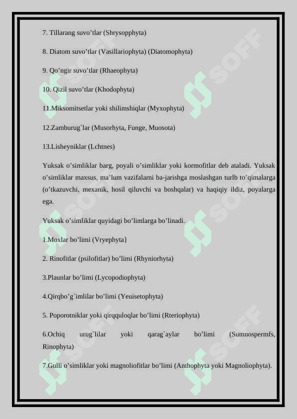 YUKSAK O'SIMLIKLARNING TAKSIONOMIK  TARIXI 4