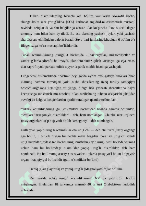 YUKSAK O'SIMLIKLARNING TAKSIONOMIK  TARIXI 5