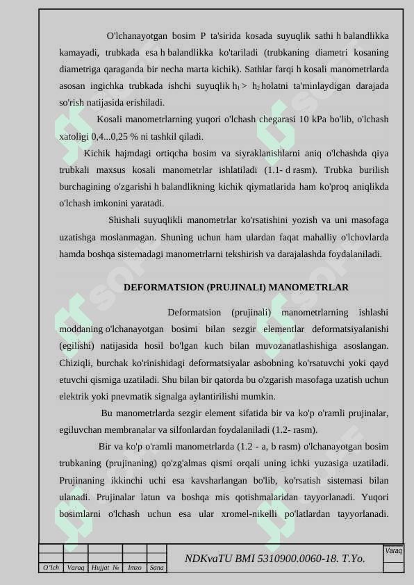 Kon sanoati mahsulotlarini qayta ishlashda manometrlarni qo‘llanishini o‘rganish 8