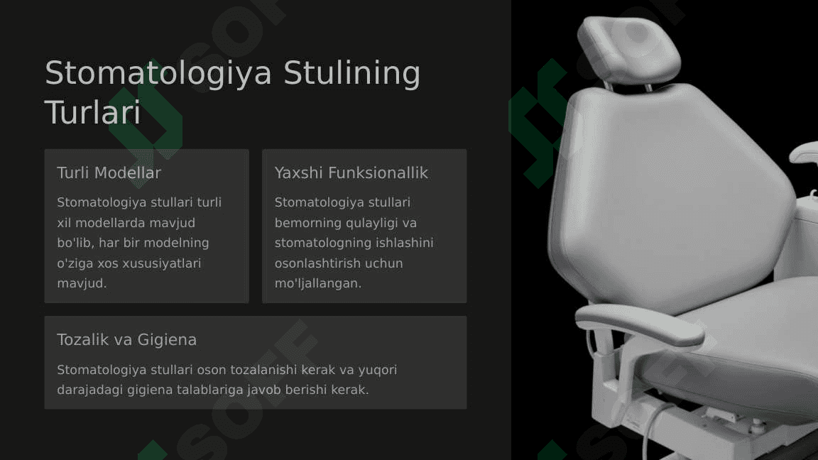 Stomatologiya xonaning jihozlanishi. Asosiy stomatologik uskunalar va vositalar. Stomatologik qurilmalarining turlari 4