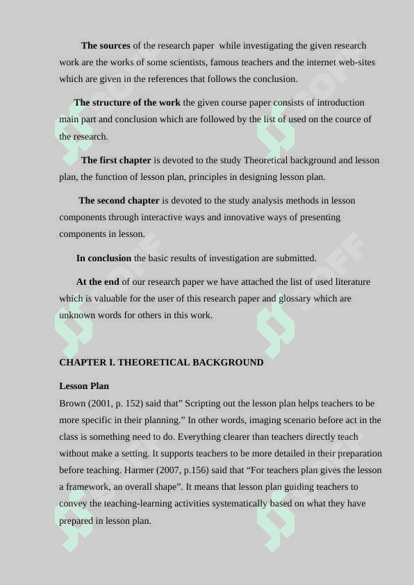 Analysis of lesson components 6