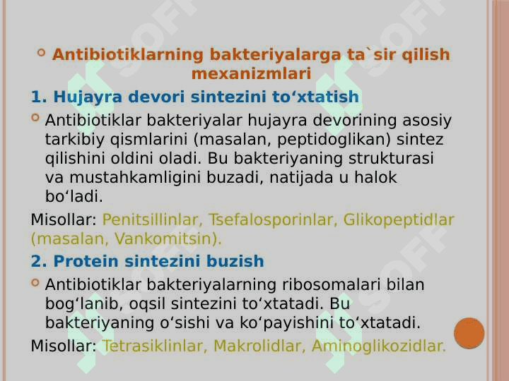 Bakteriyalarning antibiotiklarga chidamli shakllarini paydo bo`lish mexanizmlari 5