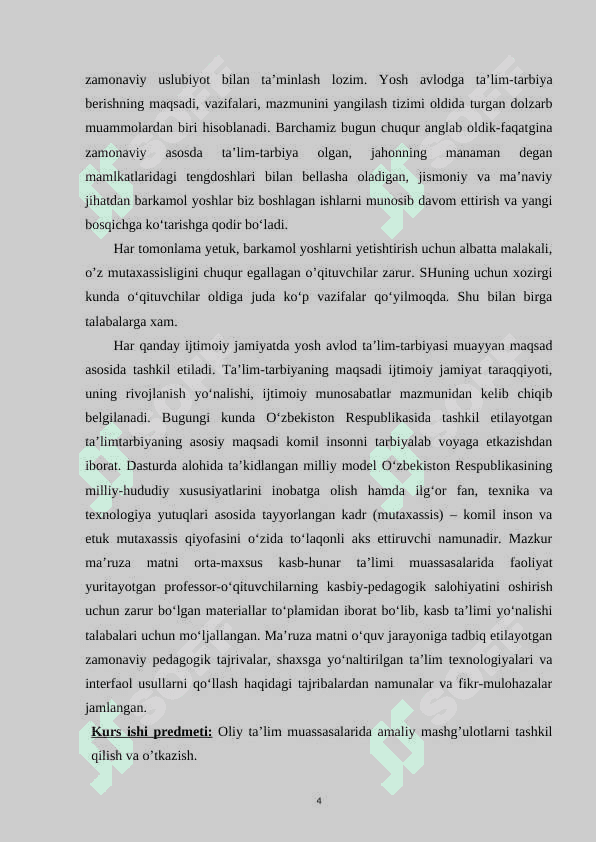 Oliy ta’lim muassasalarida amaliy mashg’ulotlarni tashlil qilish va o’tkazish 4