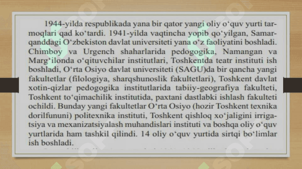 II jahon urushi yillarida fan, ma`orif va madaniyat 6