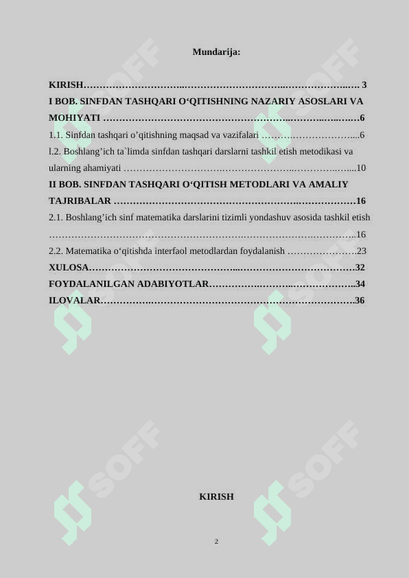 Sinfdan tashqari o'qitish metodikasi 2