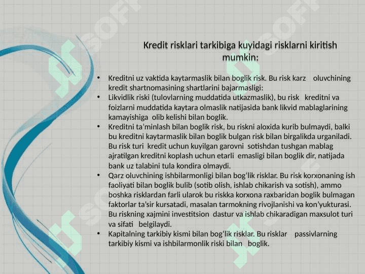 KREDITLASH JARAYONI BILAN BOG'LIQ RISKLAR 4