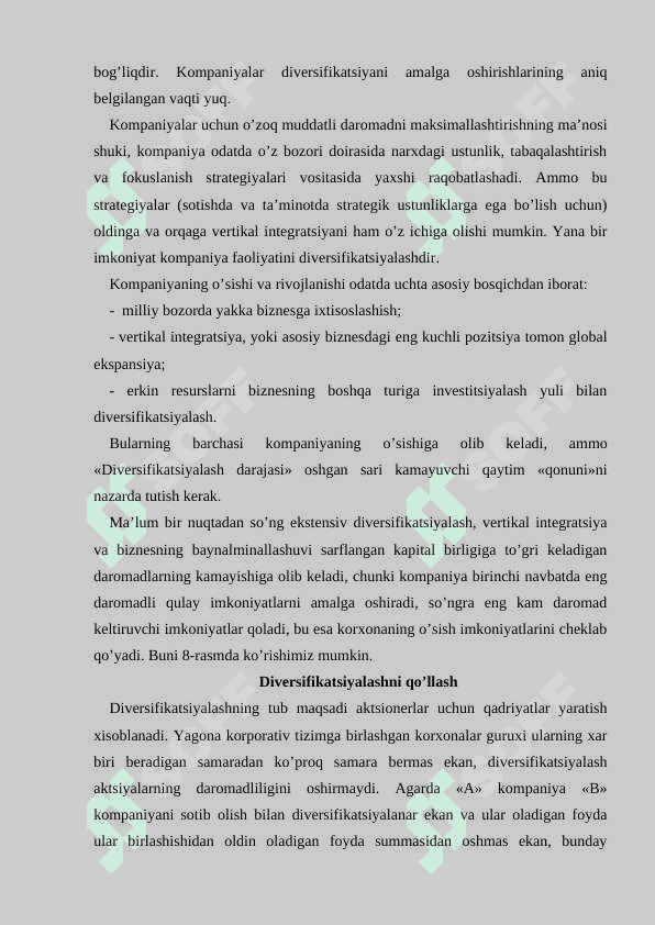 Diversifikatsiyalashning korporativ strategiyalari 4