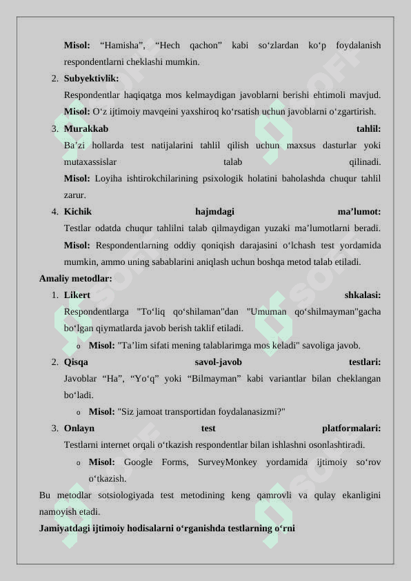 Sotsiologik tadqiqotlarda test metodi 5