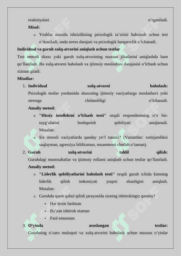 Sotsiologik tadqiqotlarda test metodi 7