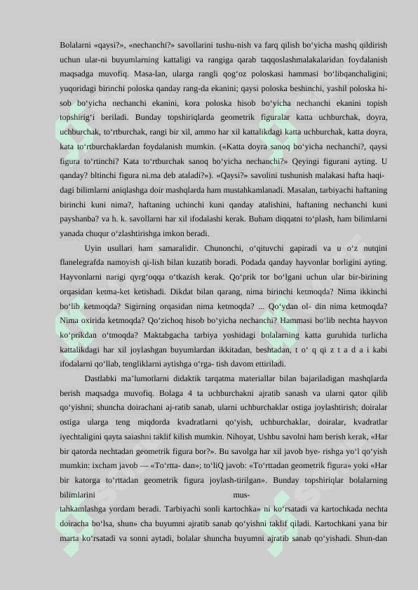 3-4 yoshli bolalarda miqdoriy tasavvurlarni rivojlantirish. 4
