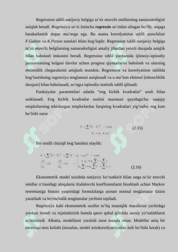 Qoldiqlar avtokorrelyatsiyasi (regressiya, tenglamalar, avtokorrelyatsiyasi Darbin Uotson mezoni) 2