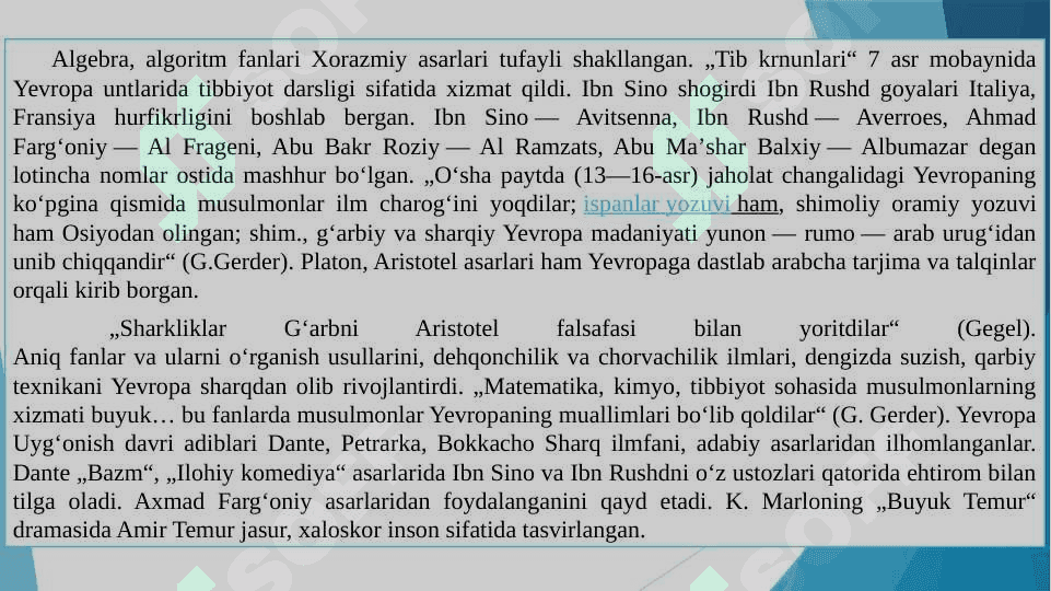 O‘rta osiyolik allomalar ijodida ilmlar tasnifi 7