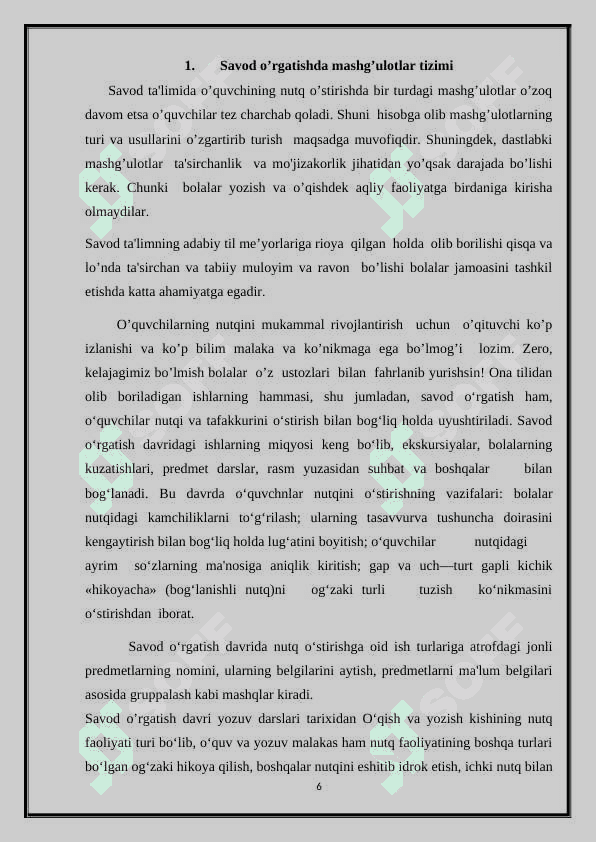 Savod o'rgatish davridagi yozuv darslarida nutq o'stirish usullari 6