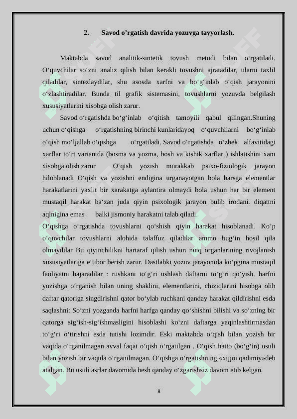 Savod o'rgatish davridagi yozuv darslarida nutq o'stirish usullari 8