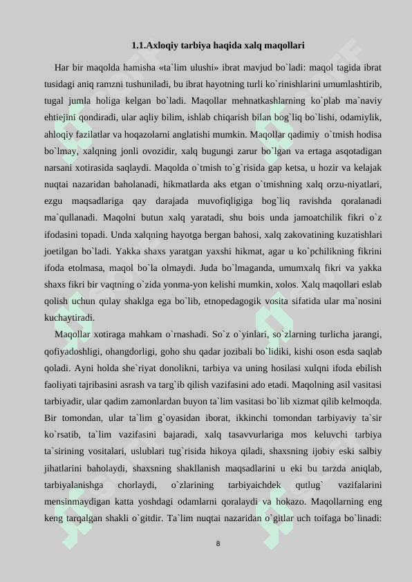 Axloqiy tarbiyada xalq maqollaridan foydalanish 8