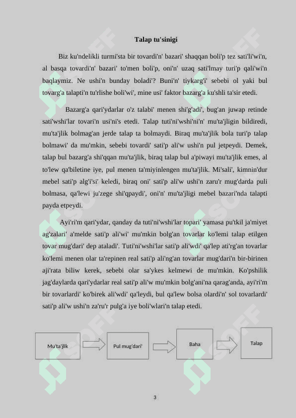 Talap ha'm usınıs.Bazar ten'salmaqlıg'ı 3