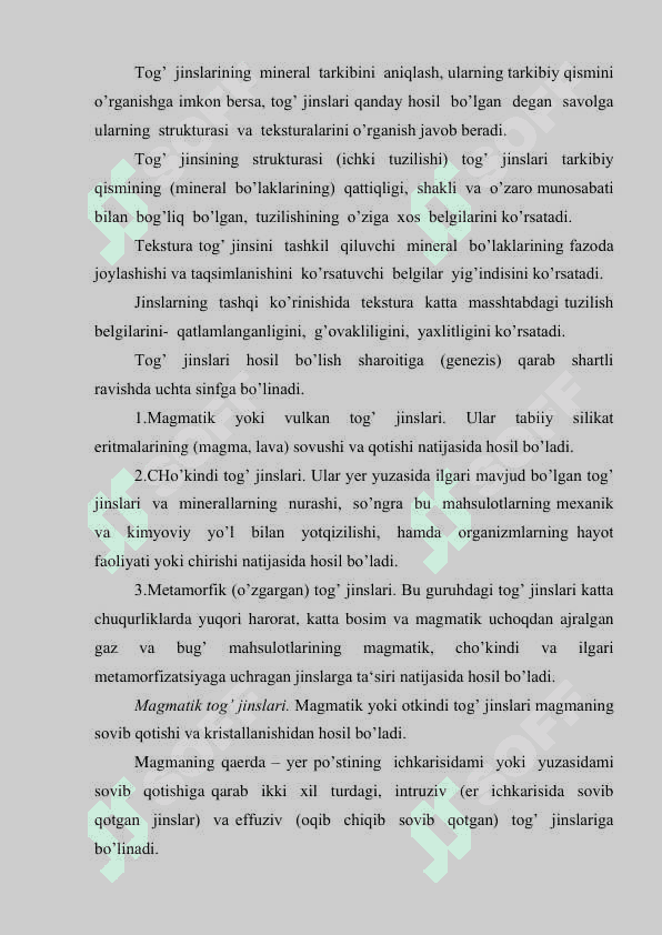 Tog' jinslari tasnifi 5