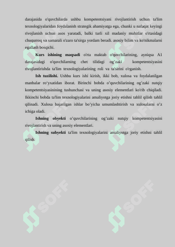 Umumta’lim  maktabi o’quvchilarining og’zaki nutqini rivojlantirishda  ta’lim texnologiyalarining ahamiyati. (а1 darajadagi oʼquvchilar misolida) 4