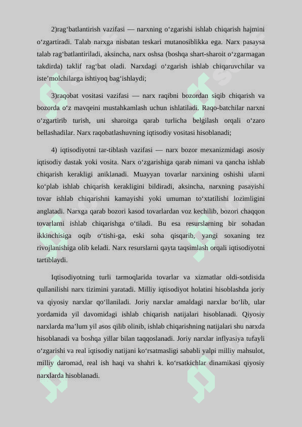 Narx va qiymatning funksiyalari 7