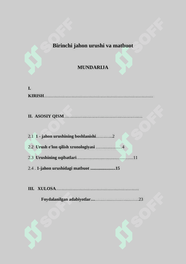 Birinchi jahon urushi va matbuot 2