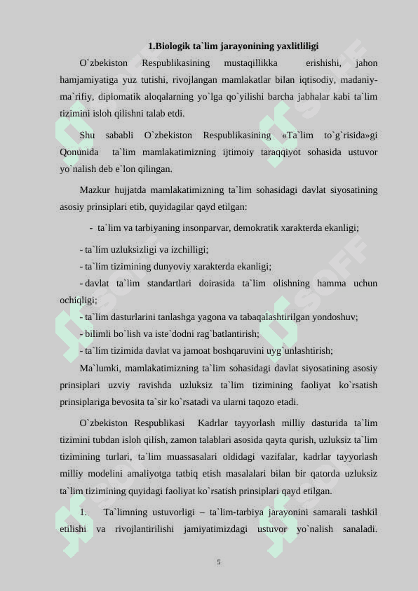 Odam va uning salomatligidan DTS  yangi tahrirdagi dastur va darslikning tahlili. 5