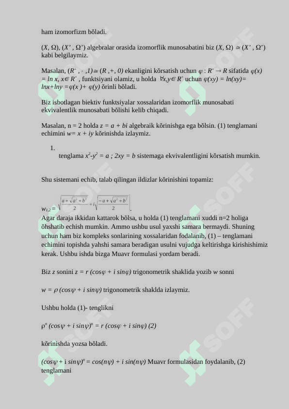 Binar algebraik amallar    turlari,xossalari.Algebra.Algebralar gomomorfizmi 8
