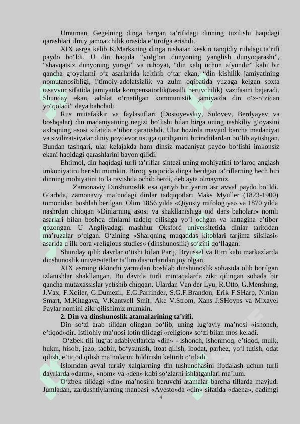 Dinshunoslik ma'ruza 4