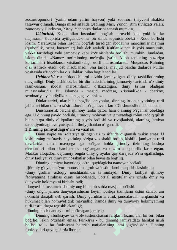 Dinshunoslik ma'ruza 6