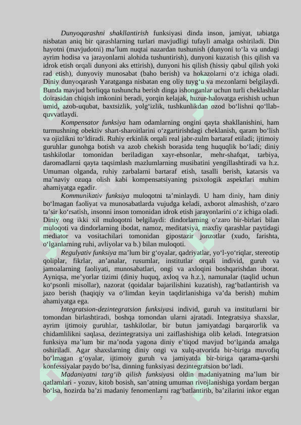 Dinshunoslik ma'ruza 7