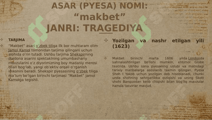 UILLIAM SHEKSPIRNING “MAKBET” TRAGEDIYASI 7