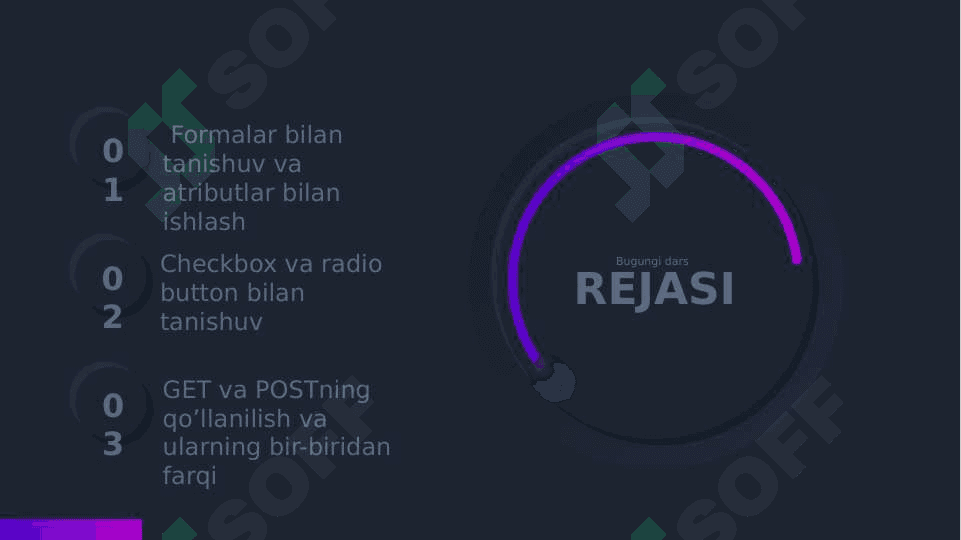 HTMLda Formalar, Checkbox va radio buttonlar, GET va POSTning qo’llanilish va ularning bir-biridan farqi 2