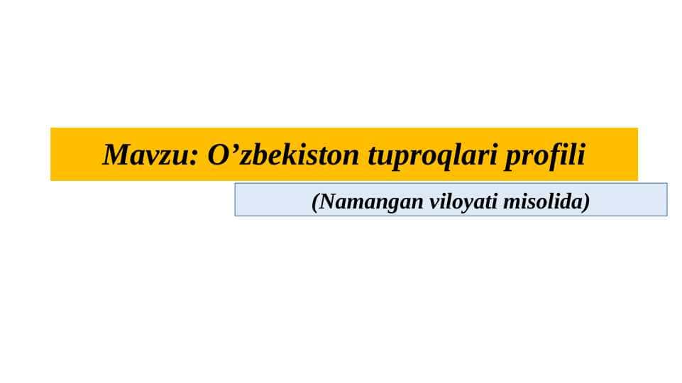 O’zbekiston tuproqlari profili (Namangan viloyati misolida) 1