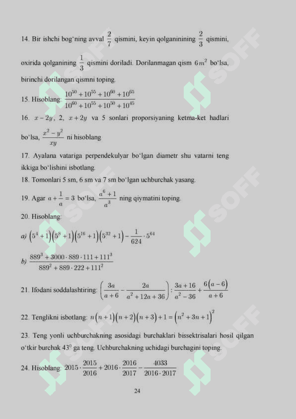 Matematika 7-sinf olimpiada 100 ta masala 2