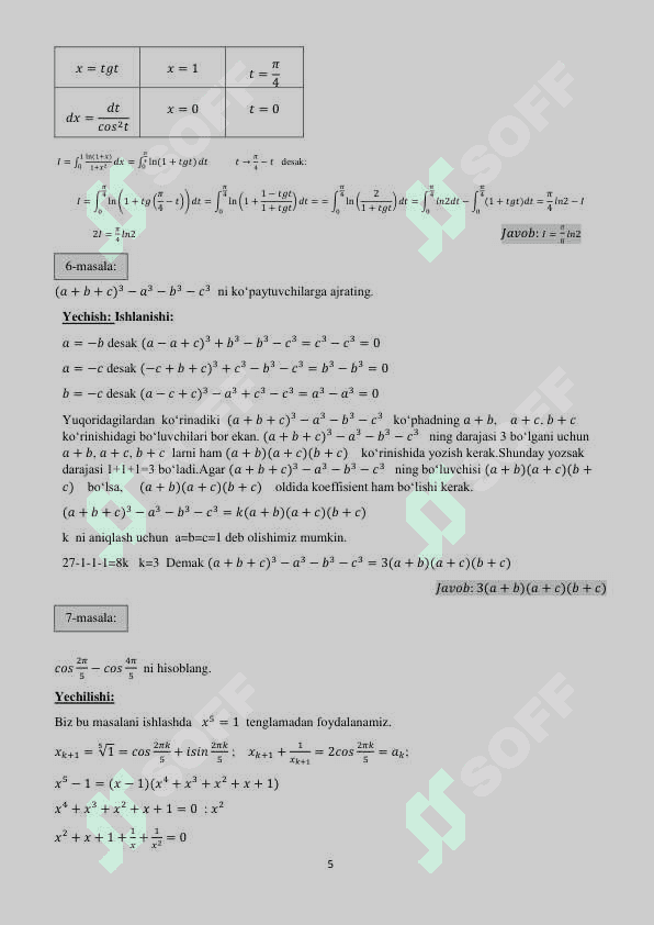 Olimpiada masalalari matematika 4