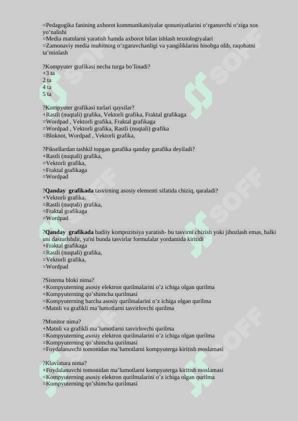 Mediya savodxonlikdan fanidan yakuni savol javoblari bilan 3