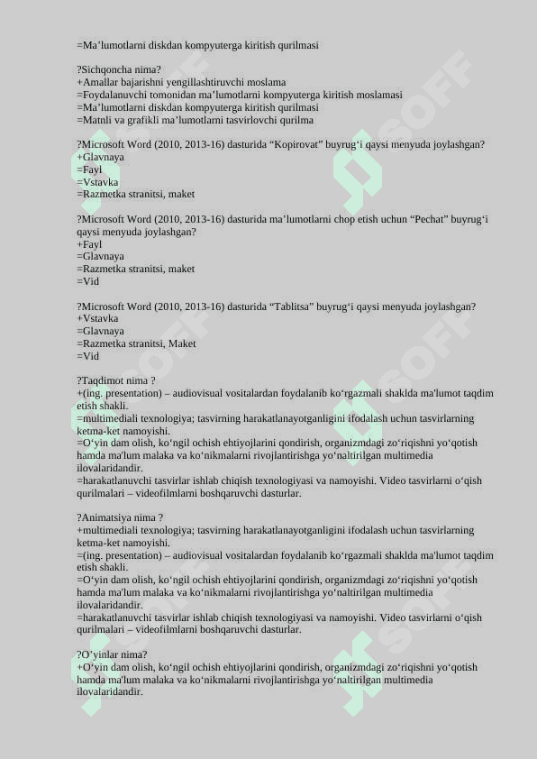 Mediya savodxonlikdan fanidan yakuni savol javoblari bilan 4