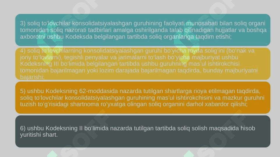 Soliq to‘lovchilar konsolidatsiyalashgan guruhi ishtirokchilarining huquq va majburiyatlari 7