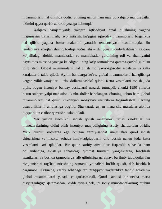 DUNYONING GLOBAL MUAMMOLARI 6