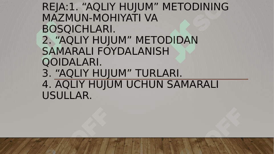 fikirlarni yaratish aqliy xujum metodi. 2