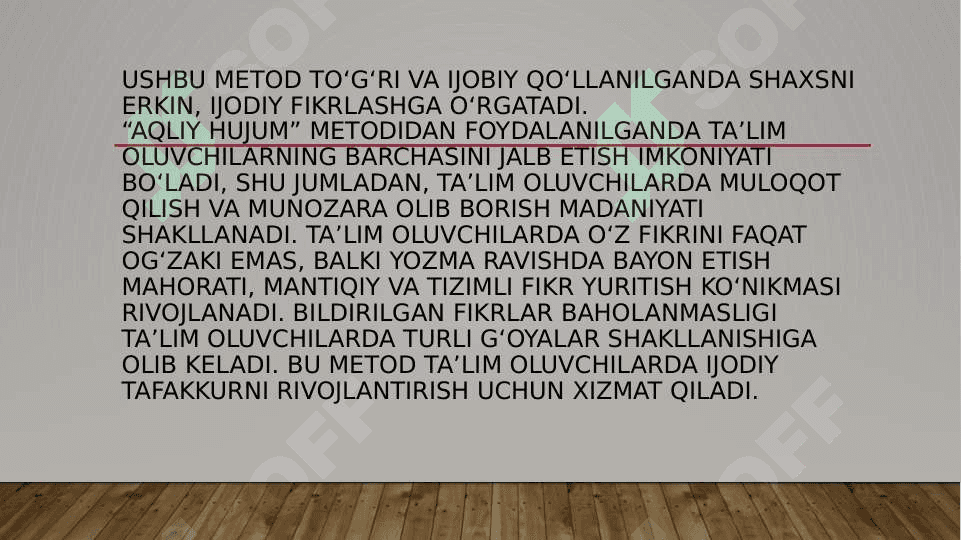 fikirlarni yaratish aqliy xujum metodi. 5