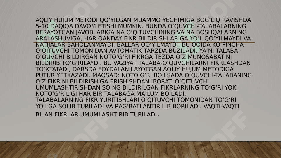 fikirlarni yaratish aqliy xujum metodi. 7