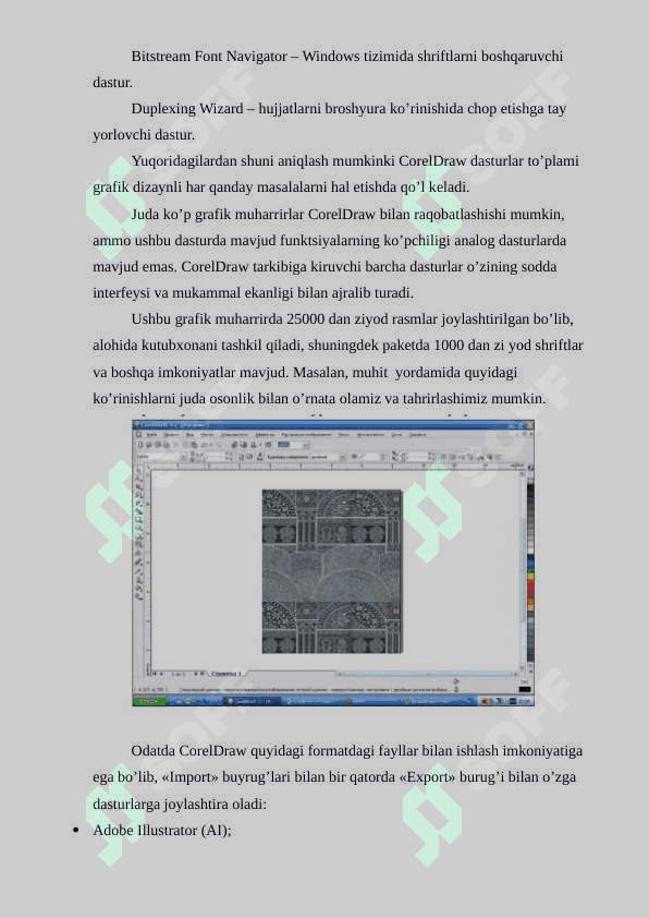 Grafik fayllarni  import va eksport qilishda CorelDraw dasturining ijobiy jihatlari. 6
