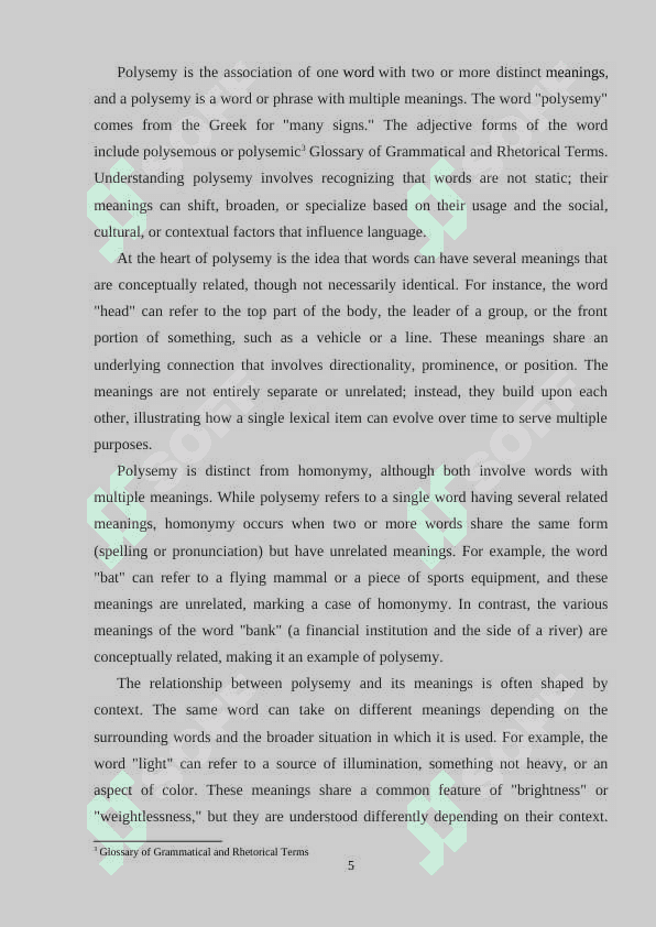Polysemy and Homonymy in English mavzusida kurs ishi 5