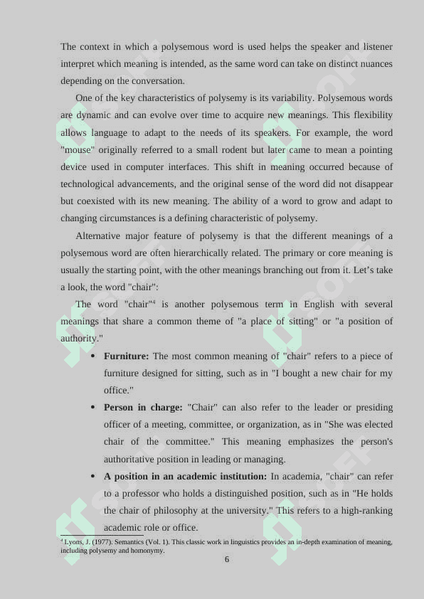 Polysemy and Homonymy in English mavzusida kurs ishi 6